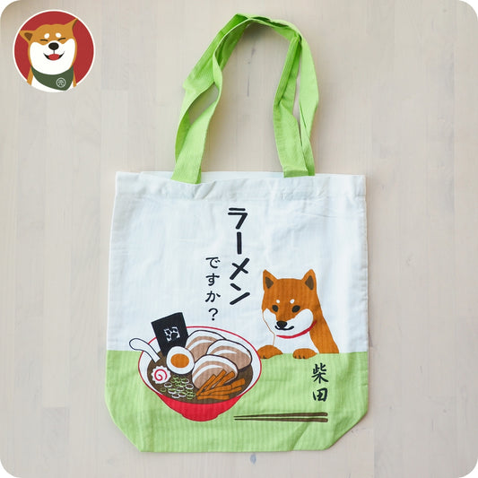 [A4側孭袋] - 柴犬日常篇/ 吃拉麵 / 米白色